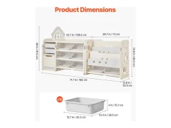 Clearance Móvel para Arrumação de Brinquedos Infantis SucceBuy, com 4 Níveis e Estante, Prateleira Organizadora de Brinquedos com 10 Caixas de Plástico Removíveis Multicor
