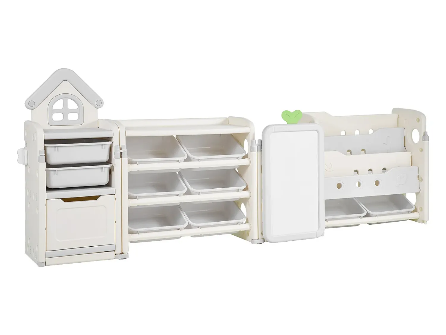 Móvel para Arrumação de Brinquedos Infantis SucceBuy, com Estante e Prancheta, com 4 Níveis e 10 Caixas de Plástico Removíveis, para Creches^ Prateleira
