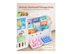 Móvel para Arrumação de Brinquedos Infantis SucceBuy, com Estante e Prancheta, com 4 Níveis e 10 Caixas de Plástico Removíveis, para Creches^ Prateleira
