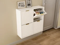 Móvel De Arrumação|Sapateira|Vente-unique Móvel para calçado com 4 compartimentos rebatíveis - e dourado - FRALYN Branco