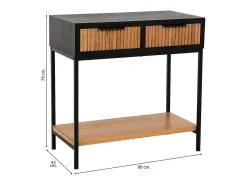 Consola| Móvel para corredor com 2 gavetas, em madeira e metal preto e marrom. Castanho