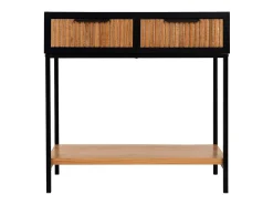 Consola| Móvel para corredor com 2 gavetas, em madeira e metal preto e marrom. Castanho