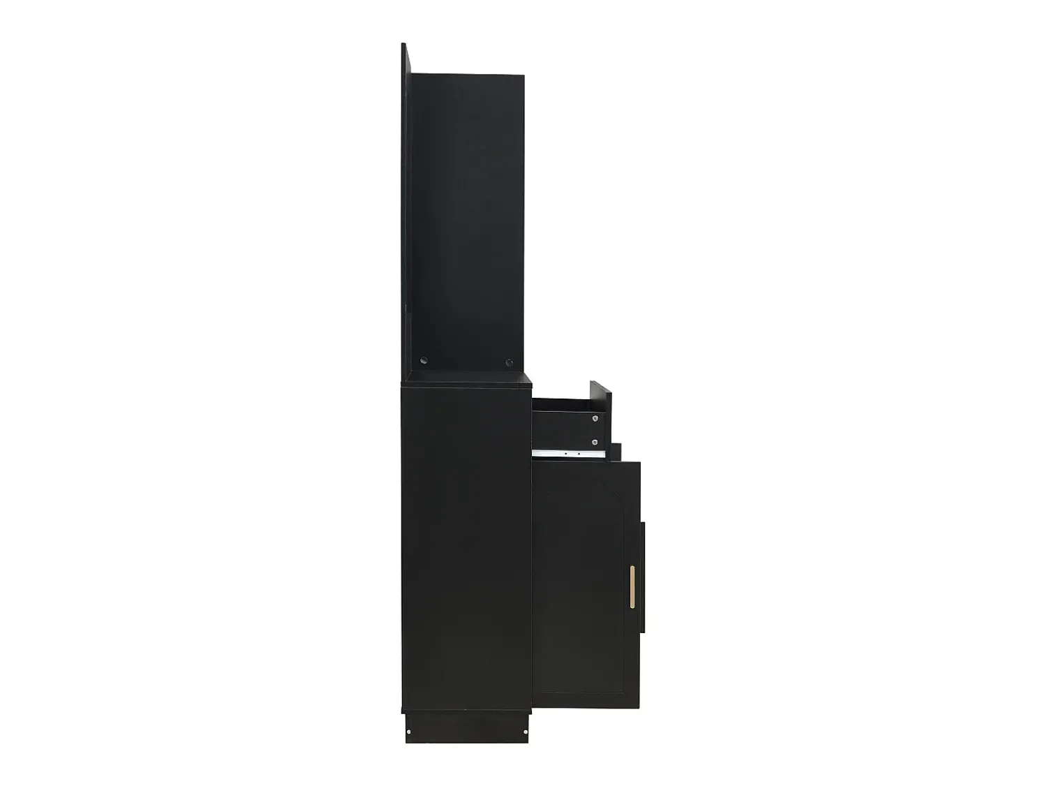 Móvel De Entrada|Hauss Spole Móvel para hall de entrada com espelho, sapateira e banco - 110x33x185,5 cm - Preto