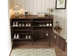 Móvel De Arrumação|Sapateira*ModernLuxe Móvel para sapatos 120×28×92 cm - 4 portas (3 basculantes) - com bola de brinquedo - marrom Castanho
