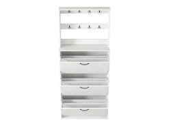 Discount ModernLuxe Móvel para sapatos 70×25×165 cm - com 8 ganchos - com 3 portas - painel de partículas - Branco