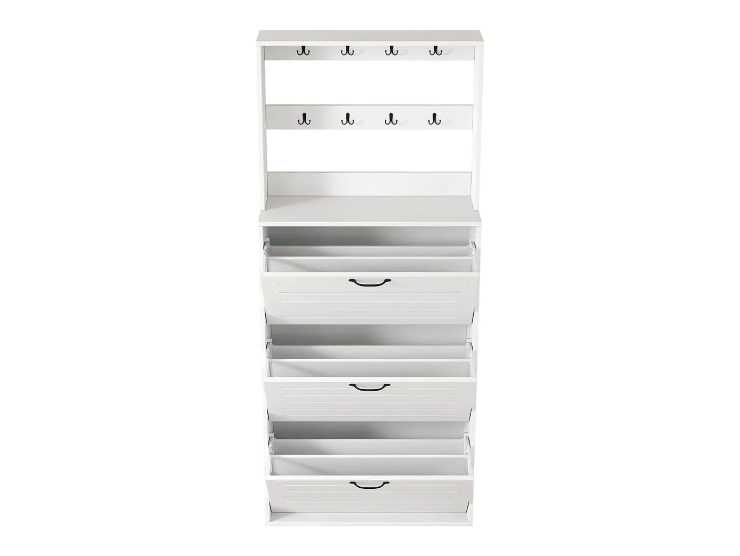 Discount ModernLuxe Móvel para sapatos 70×25×165 cm - com 8 ganchos - com 3 portas - painel de partículas - Branco