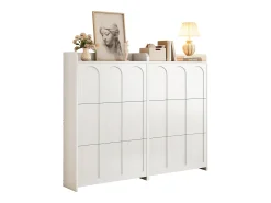 Sale ModernLuxe Móvel para sapatos 2 peças - 140x25x120 cm - con 12 compartimentos - 6 portas basculantes - MDF - Branco