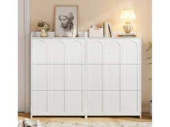 Sale ModernLuxe Móvel para sapatos 2 peças - 140x25x120 cm - con 12 compartimentos - 6 portas basculantes - MDF - Branco