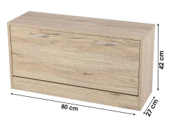 Meublorama Móvel para Sapatos 1 Porta Carvalho Sonoma SONORIA 80x27xH42 cm Moderno e Compacto Castanho