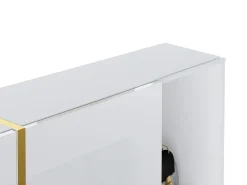 Vente-unique Móvel para sapatos com 4 compartimentos rebatíveis e 2 nichos - Branco e dourado - MARZIALO^ Móvel De Arrumação|Sapateira