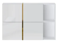 Vente-unique Móvel para sapatos com 4 compartimentos rebatíveis e 2 nichos - Branco e dourado - MARZIALO^ Móvel De Arrumação|Sapateira