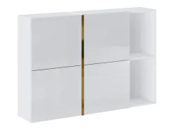 Vente-unique Móvel para sapatos com 4 compartimentos rebatíveis e 2 nichos - Branco e dourado - MARZIALO^ Móvel De Arrumação|Sapateira