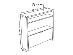Móvel De Arrumação|Sapateira*Meublorama Móvel para sapatos e console de entrada SCOTT de 93 cm na cor cinza brilhante. Cinzento