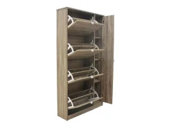 Móvel De Arrumação|Sapateira*Meublorama Móvel para Sapatos MEXICO – 4 gavetas e 1 porta com espelho – Cor carvalho sonoma – Design prático e contemporâneo Castanho