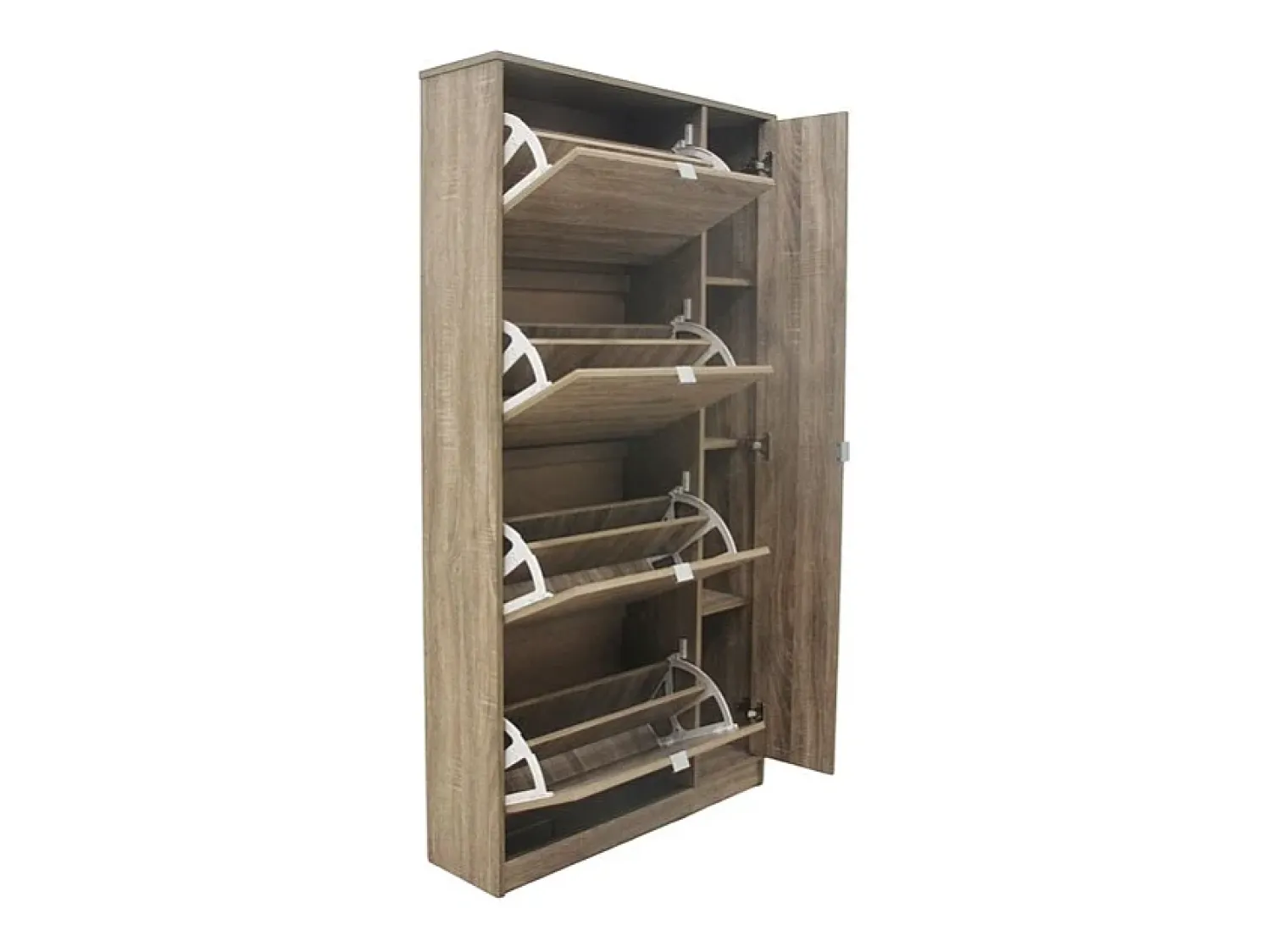Móvel De Arrumação|Sapateira*Meublorama Móvel para Sapatos MEXICO – 4 gavetas e 1 porta com espelho – Cor carvalho sonoma – Design prático e contemporâneo Castanho