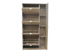 Móvel De Arrumação|Sapateira*Meublorama Móvel para Sapatos MEXICO – 4 gavetas e 1 porta com espelho – Cor carvalho sonoma – Design prático e contemporâneo Castanho