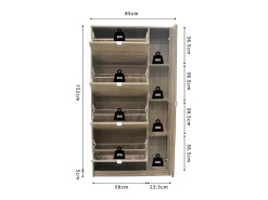 Móvel De Arrumação|Sapateira*Meublorama Móvel para Sapatos MEXICO – 4 gavetas e 1 porta com espelho – Cor carvalho sonoma – Design prático e contemporâneo Castanho