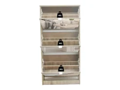 Móvel De Arrumação|Sapateira*Meublorama Móvel para Sapatos MEXICO – 3 gavetas com espelhos – Cor carvalho sonoma – Design contemporâneo e funcional Castanho