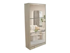 Móvel De Arrumação|Sapateira*Meublorama Móvel para Sapatos MEXICO – 3 gavetas com espelhos – Cor carvalho sonoma – Design contemporâneo e funcional Castanho