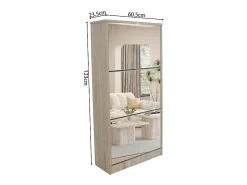 Móvel De Arrumação|Sapateira*Meublorama Móvel para Sapatos MEXICO – 3 gavetas com espelhos – Cor carvalho sonoma – Design contemporâneo e funcional Castanho