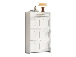 Móvel De Arrumação|Sapateira*ModernLuxe Móvel para sapatos moderno 70x25x123,5 cm - 3 portas basculantes e 1 gaveta - 6 prateleiras - MDF - Branco