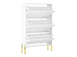 Móvel De Arrumação|Sapateira|ModernLuxe Móvel para sapatos moderno 73x24x120 cm - 3 portas - Prateleira de sapatos de 6 níveis - pés dourados - MDF - Branco