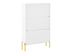 Móvel De Arrumação|Sapateira|ModernLuxe Móvel para sapatos moderno 73x24x120 cm - 3 portas - Prateleira de sapatos de 6 níveis - pés dourados - MDF - Branco