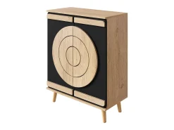 Móvel De Arrumação|Sapateira|ModernLuxe Móvel para sapatos moderno 76x37x98,5 cm - con 2 portas - Armazenamento multi-níveis - Pés de madeira - Preto e natural Preto / Natural claro
