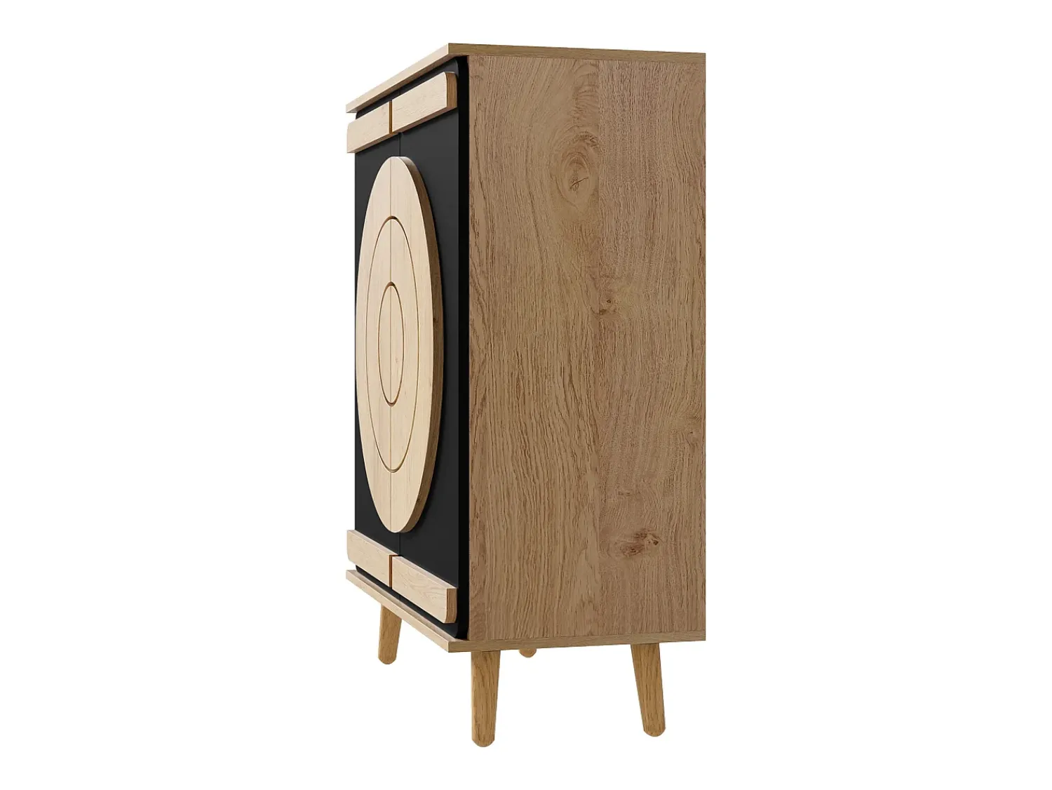 Móvel De Arrumação|Sapateira|ModernLuxe Móvel para sapatos moderno 76x37x98,5 cm - con 2 portas - Armazenamento multi-níveis - Pés de madeira - Preto e natural Preto / Natural claro