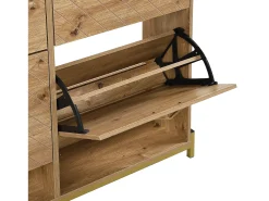 Outlet ModernLuxe Móvel para sapatos moderno 108.5×24×100 cm - com 4 portas - MDF - natural Natural claro