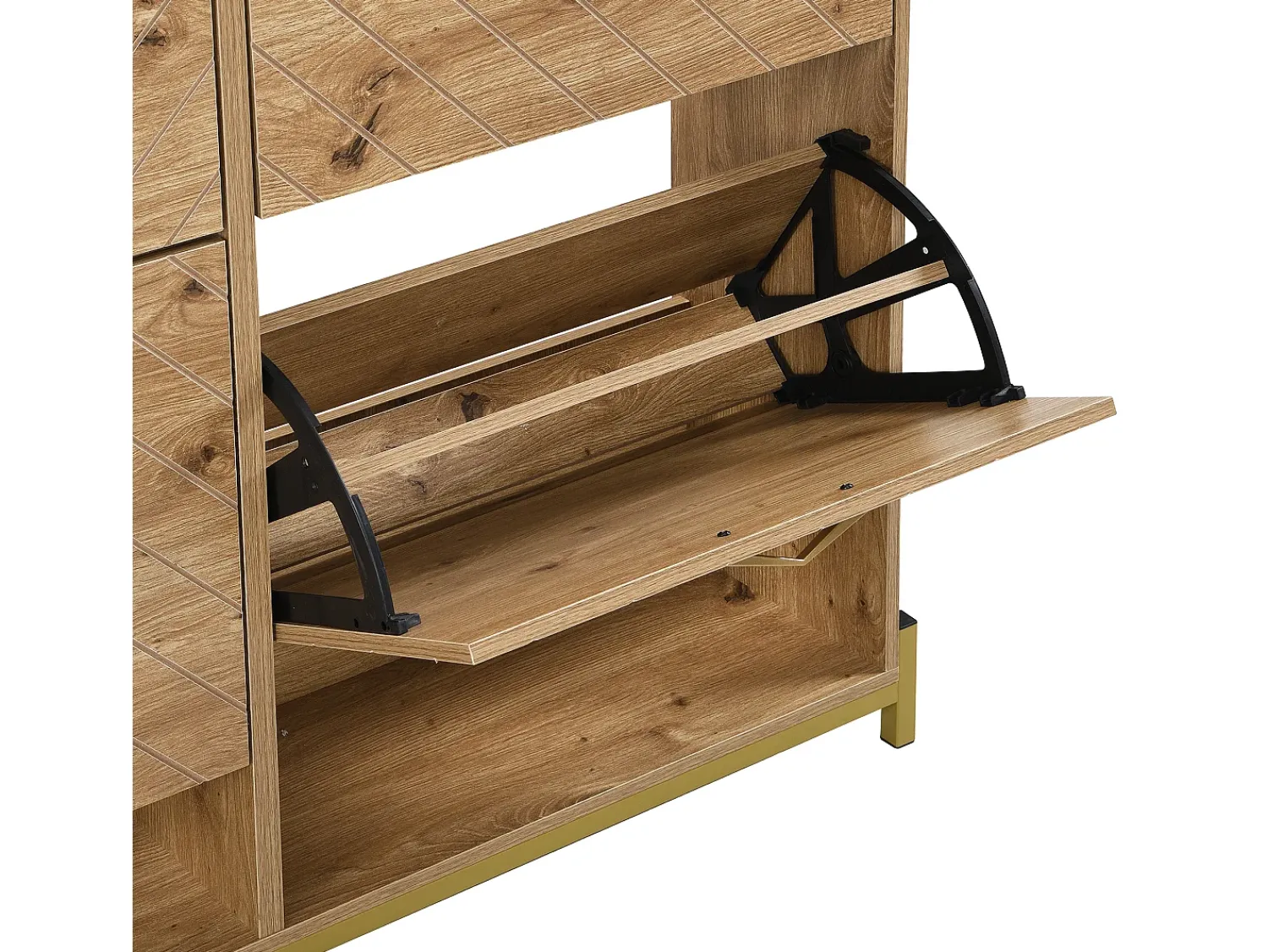 Outlet ModernLuxe Móvel para sapatos moderno 108.5×24×100 cm - com 4 portas - MDF - natural Natural claro