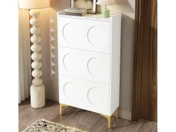 ModernLuxe Móvel para sapatos moderno 63x24x120 cm - 3 níveis de armazenamento - Pés de metal - MDF -^ Móvel De Arrumação|Sapateira