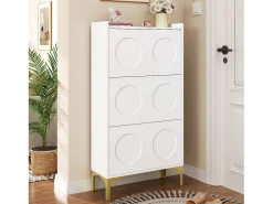 ModernLuxe Móvel para sapatos moderno 63x24x120 cm - 3 níveis de armazenamento - Pés de metal - MDF -^ Móvel De Arrumação|Sapateira