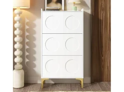 ModernLuxe Móvel para sapatos moderno 63x24x120 cm - 3 níveis de armazenamento - Pés de metal - MDF -^ Móvel De Arrumação|Sapateira
