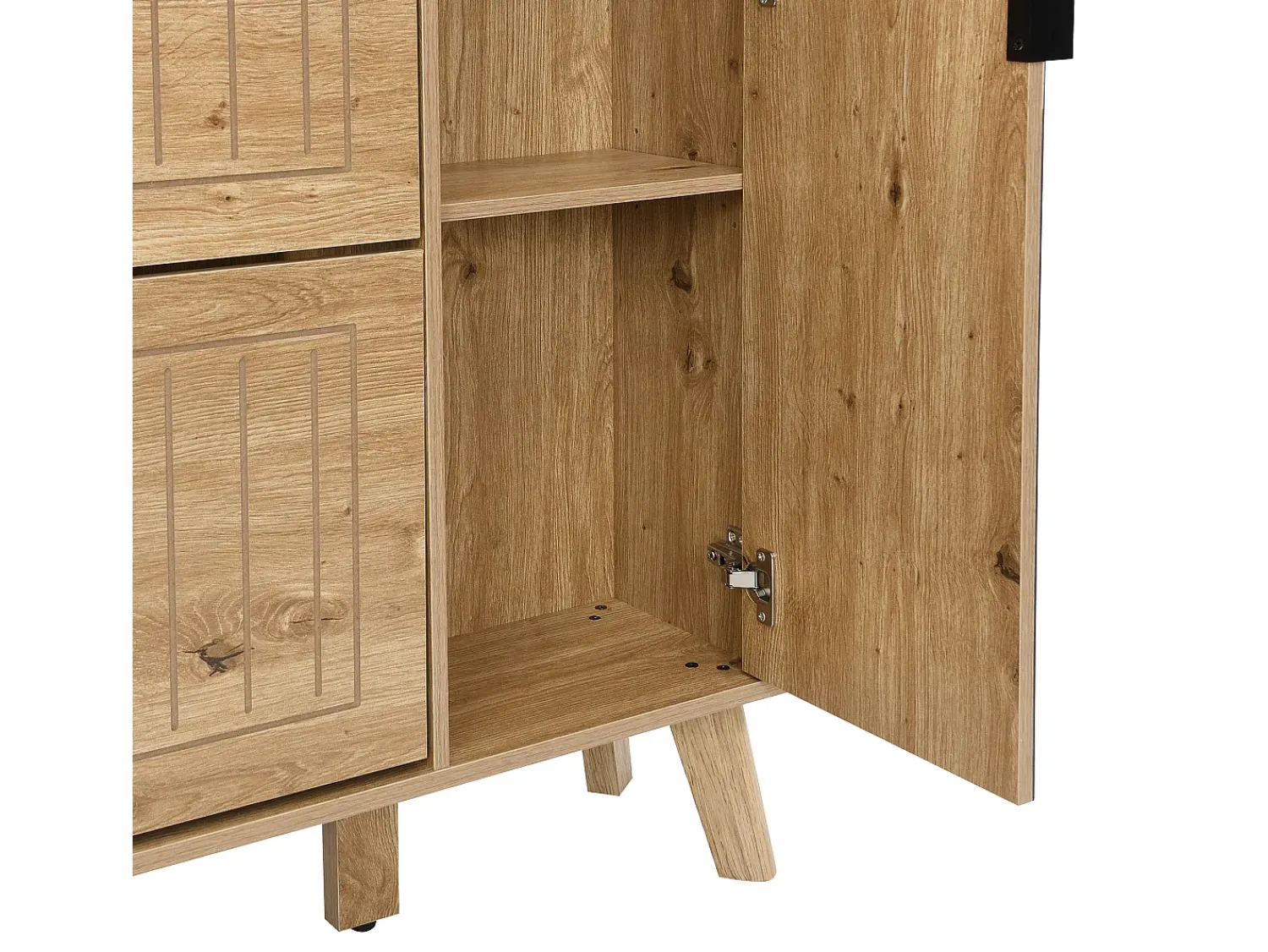 ModernLuxe Móvel para sapatos moderno 110×24×137,5 cm - com 3 portas basculantes - com espelho - Pés de madeira maciça - Natural^ Móvel De Arrumação|Sapateira