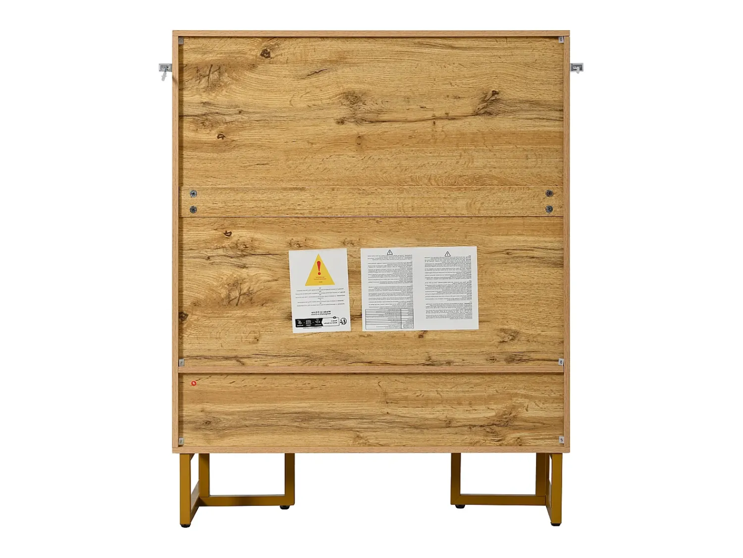 Online ModernLuxe Móvel para sapatos moderno 80x38x100 cm - con 2 portas - Acabamento madeira - Estrutura de ferro dourado - MDF - Natural Natural claro