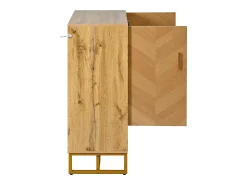 Online ModernLuxe Móvel para sapatos moderno 80x38x100 cm - con 2 portas - Acabamento madeira - Estrutura de ferro dourado - MDF - Natural Natural claro