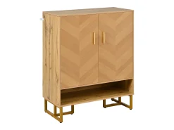 Online ModernLuxe Móvel para sapatos moderno 80x38x100 cm - con 2 portas - Acabamento madeira - Estrutura de ferro dourado - MDF - Natural Natural claro