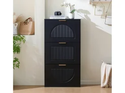 Móvel De Arrumação|Sapateira*ModernLuxe Móvel para sapatos moderno 60x24x114 cm - com 3 portas basculantes - Preto