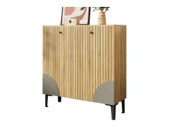 Móvel De Arrumação|Sapateira|ModernLuxe Móvel para sapatos moderno 90x32x94 cm - com 3 portas - Prateleiras de vários níveis - aspecto madeira - Painéis de partículas - Natural Natural claro