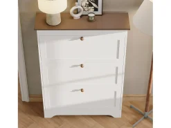 ModernLuxe Móvel para sapatos moderno 87x26x120 cm - 3 portas basculantes - puxadores redondos de madeira - MDF -^ Móvel De Arrumação|Sapateira