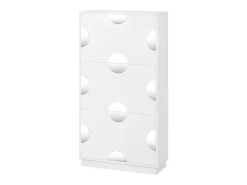 ModernLuxe Móvel para sapatos moderno - três portas - espelho redondo - grande espaço de armazenamento - MDF -^ Móvel De Arrumação|Sapateira