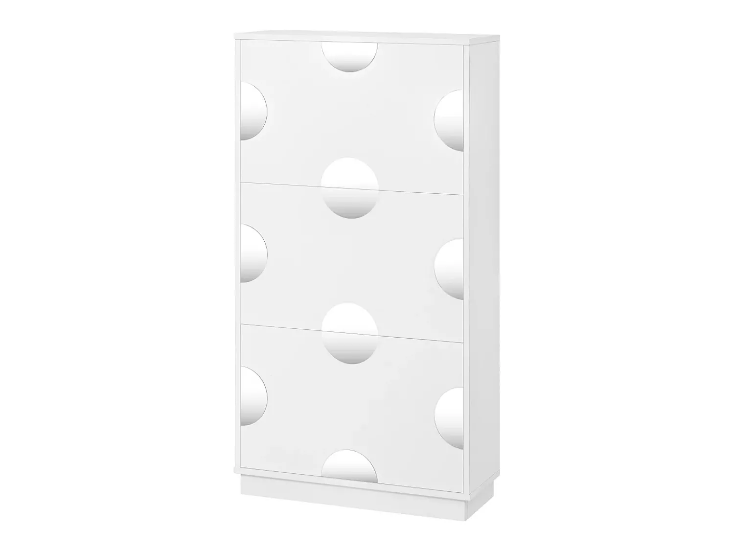 ModernLuxe Móvel para sapatos moderno - três portas - espelho redondo - grande espaço de armazenamento - MDF -^ Móvel De Arrumação|Sapateira