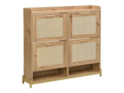 ModernLuxe Móvel para sapatos moderno - com portas de rattan - 4 portas - estrutura metálica - natural^ Móvel De Arrumação|Sapateira