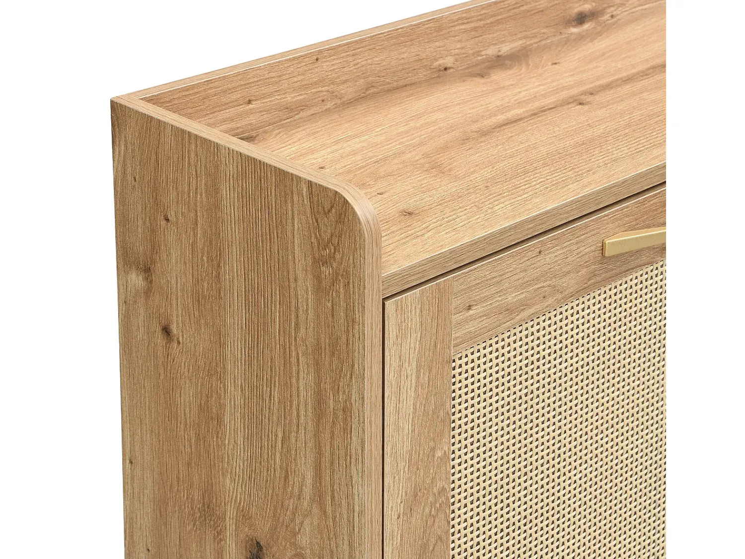 ModernLuxe Móvel para sapatos moderno - com portas de rattan - 4 portas - estrutura metálica - natural^ Móvel De Arrumação|Sapateira