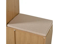 ModernLuxe Móvel para sapatos multifuncional 142x35x110cm - con um assento acolchoado - con 3 portas de rattan e 1 gaveta - Natural^ Móvel De Arrumação|Sapateira