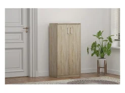 Sale Meublorama Móvel para Sapatos MUNDA – 2 portas – Cor carvalho sonoma – Armazenamento compacto e estilo contemporâneo Castanho