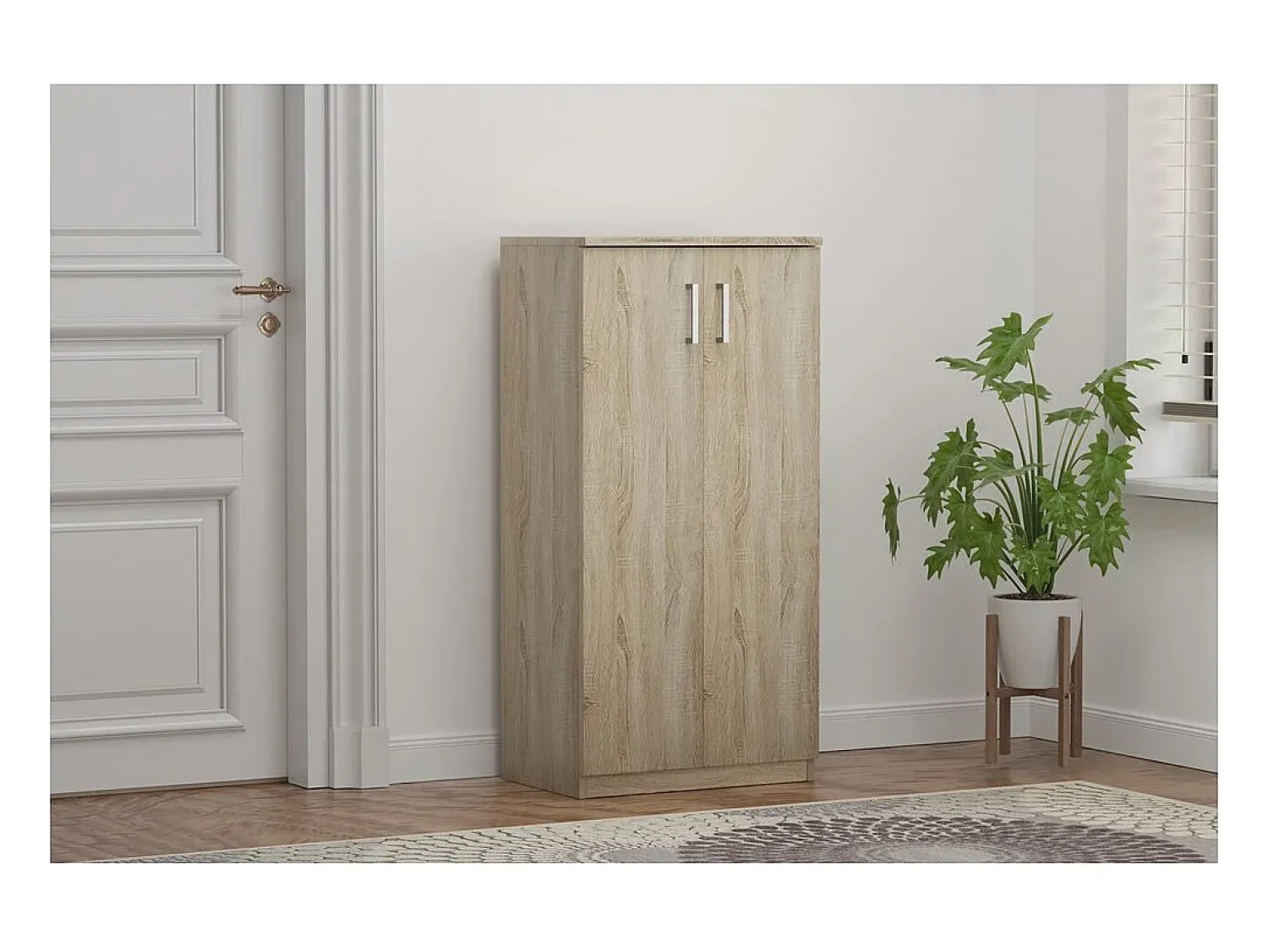 Sale Meublorama Móvel para Sapatos MUNDA – 2 portas – Cor carvalho sonoma – Armazenamento compacto e estilo contemporâneo Castanho