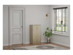 Sale Meublorama Móvel para Sapatos MUNDA – 2 portas – Cor carvalho sonoma – Armazenamento compacto e estilo contemporâneo Castanho