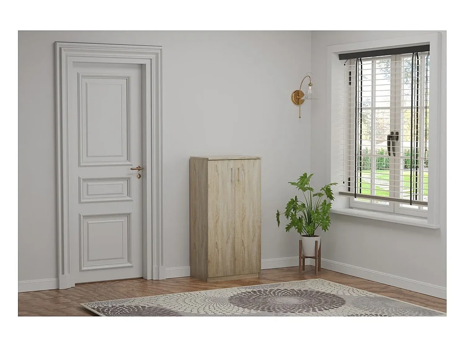 Sale Meublorama Móvel para Sapatos MUNDA – 2 portas – Cor carvalho sonoma – Armazenamento compacto e estilo contemporâneo Castanho